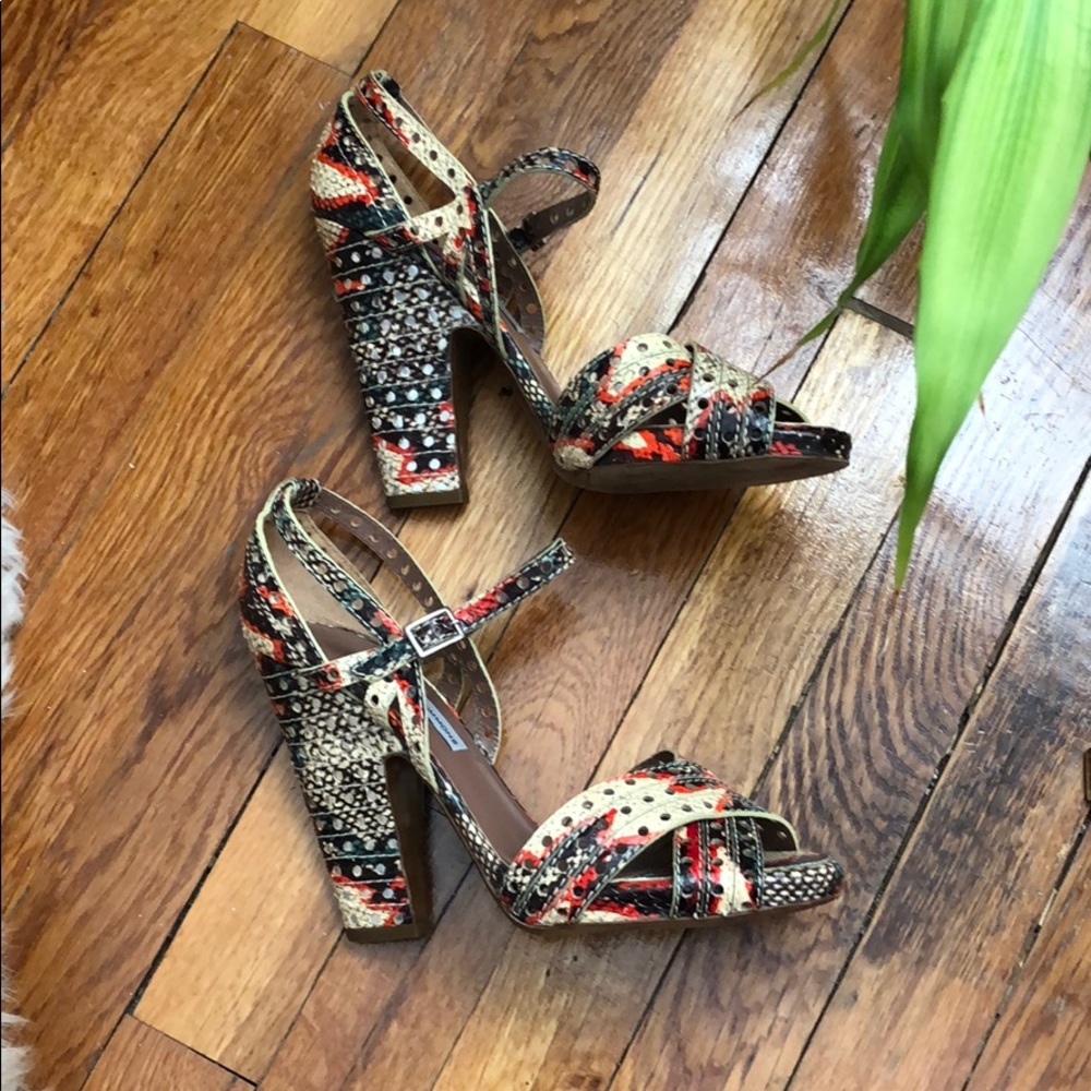 Tabitha Simmons Perforated Snakeskin Sandals